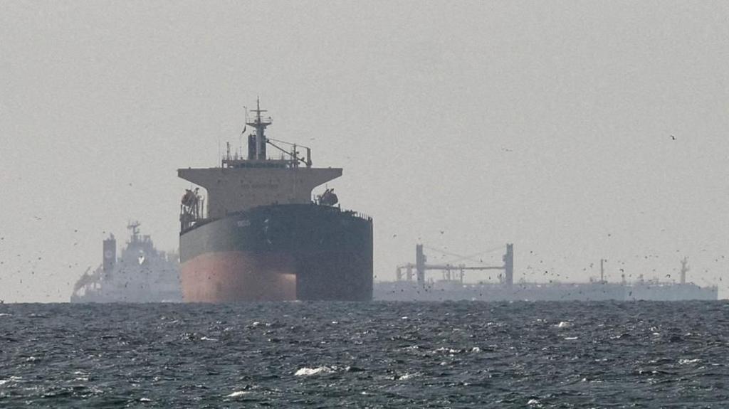 Cargo ships in the Gulf, near the Strait of Hormuz