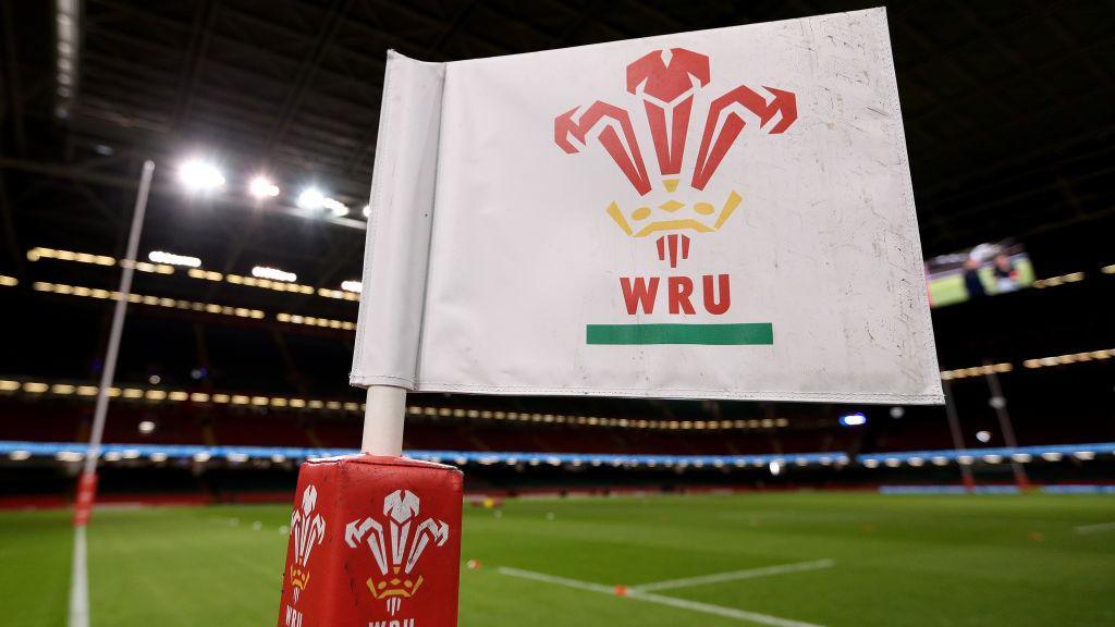 A Welsh Rugby Union corner flag
