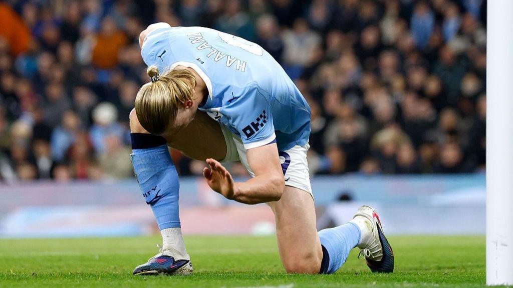 Erling Haaland reacts