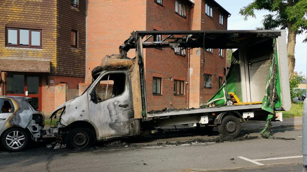 Fire damaged truck