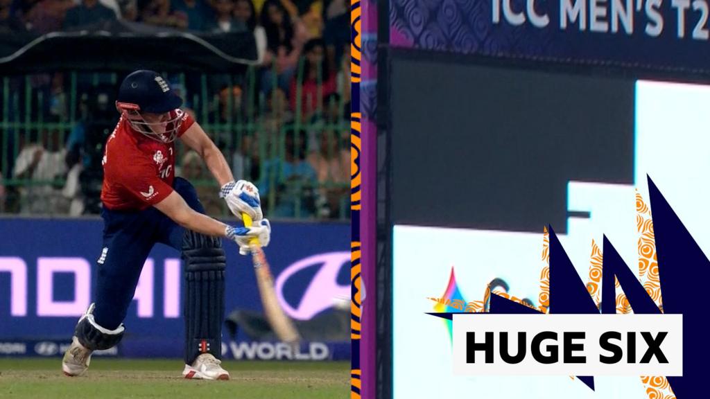 'He's broken pixels!' Extraordinary six from Brook crashes into stadium screen