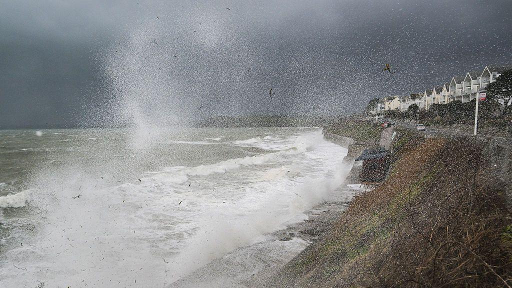 Huge waves on the Cornish coast.