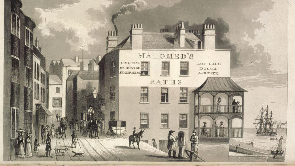 An old-fashioned postcard of a building in the 19th century