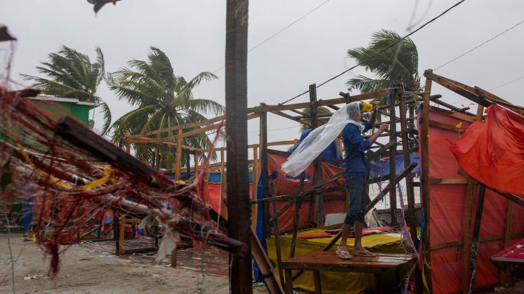 Damaged market on Kuakata beach in Bangladesh