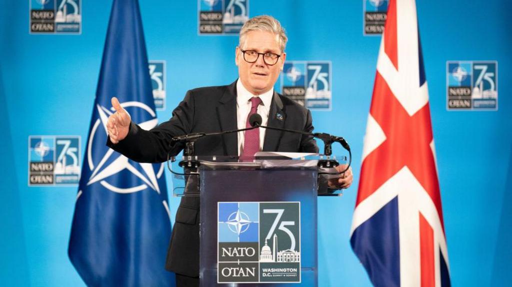 Sir Keir Starmer at his news conference following the Nato summit in Washington, on 11 JUly 2024