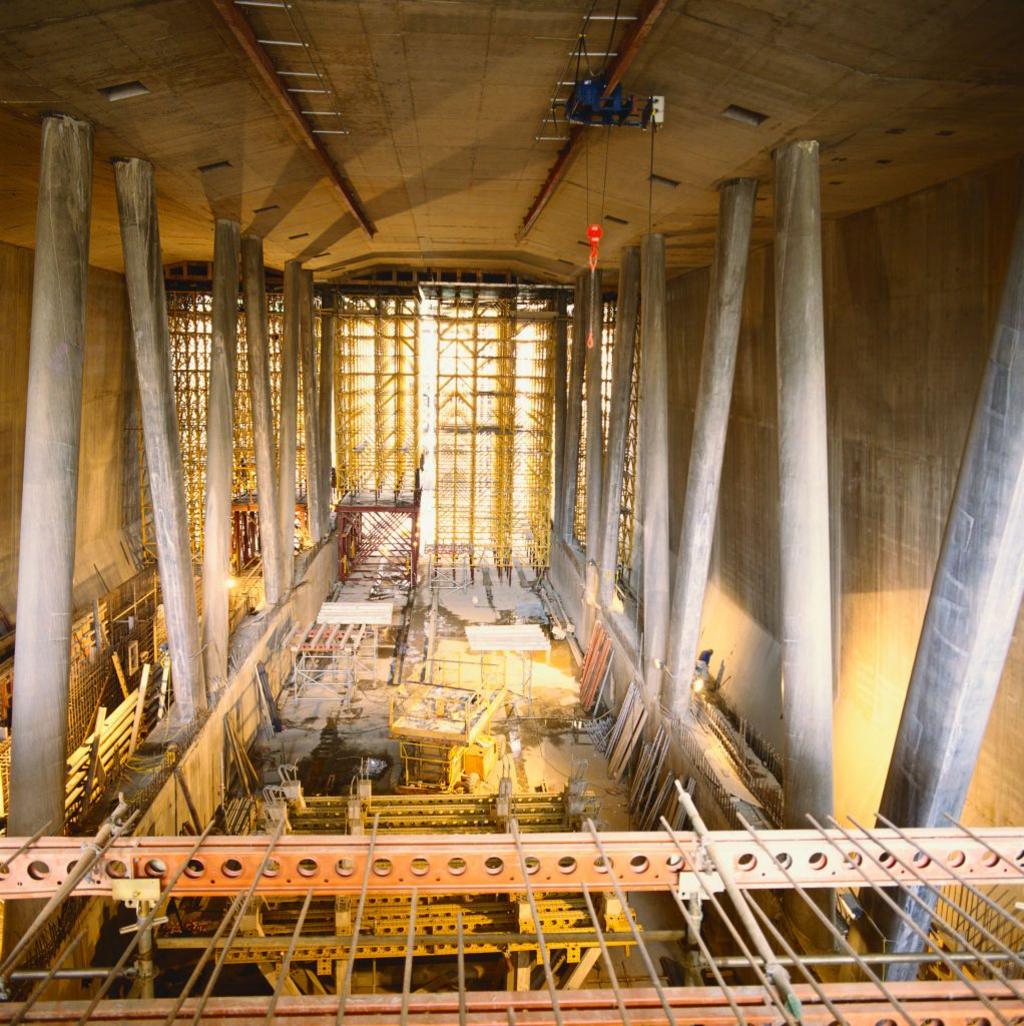 North Greenwich station under the construction of the Jubilee line extension