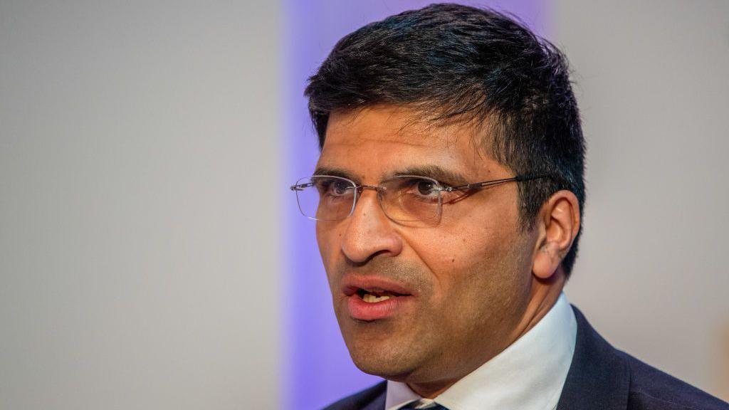 Nikhil Rathi, chief executive officer of the Financial Conduct Authority, delivers his speech at the City Week conference at the Guildhall in London