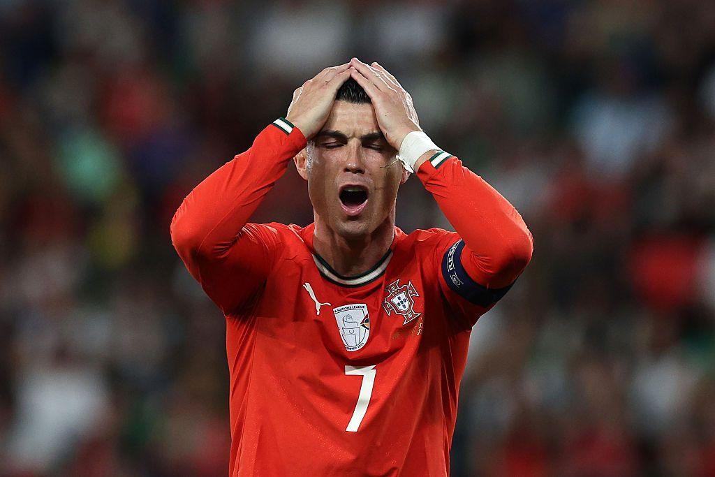 Portugal's Cristiano Ronaldo puts his hands on his head during the World Cup qualifying win over the Republic of Ireland in Lisbon