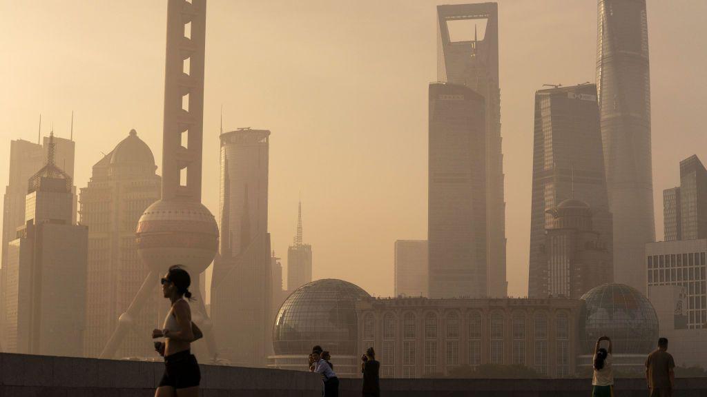 Buildings in Pudong's Lujiazui Financial District in Shanghai, June 2023