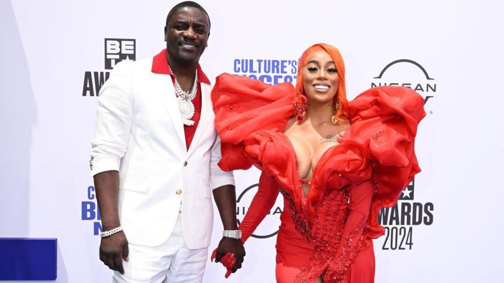 Akon and Tomeka "Amirror" Thiam at the 2024 BET Awards 