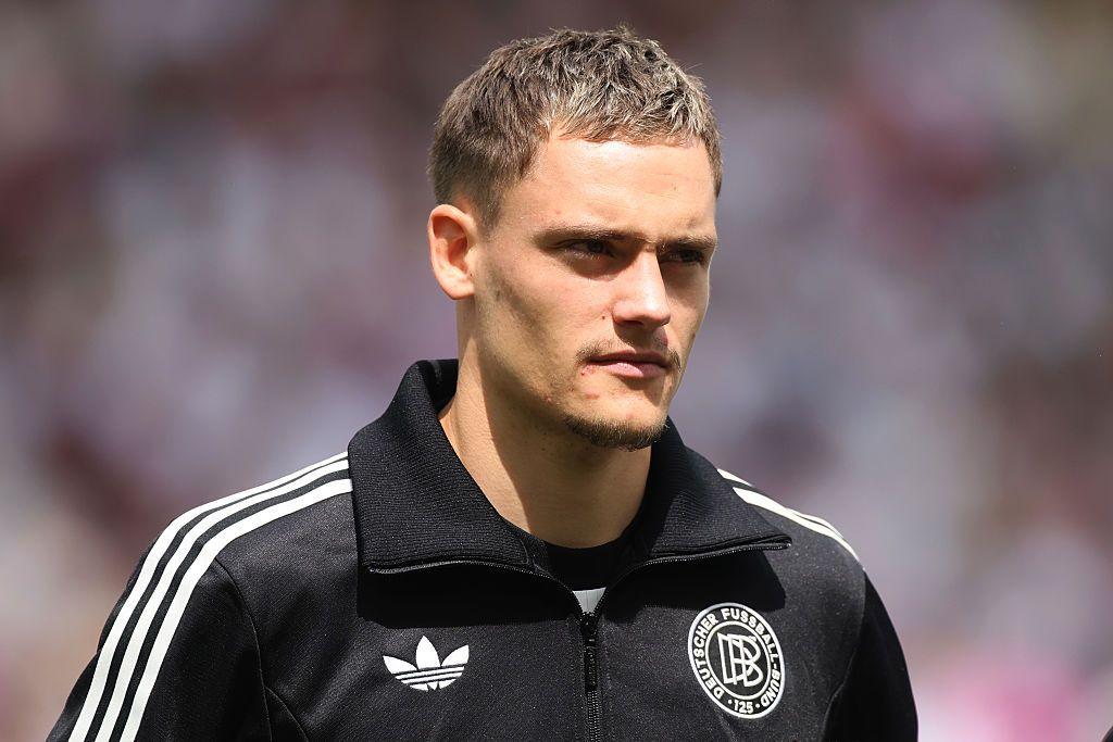 Florian Wirtz looks on while playing a Bundesliga match for Bayer Leverkusen.
