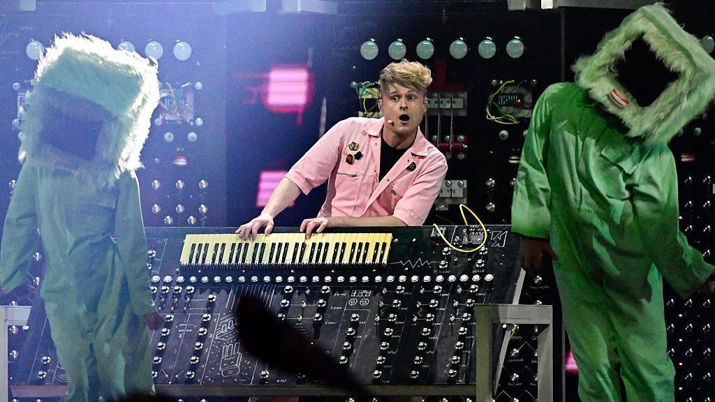 the UK's 2026 entry, look mum no computer, performing at the competition