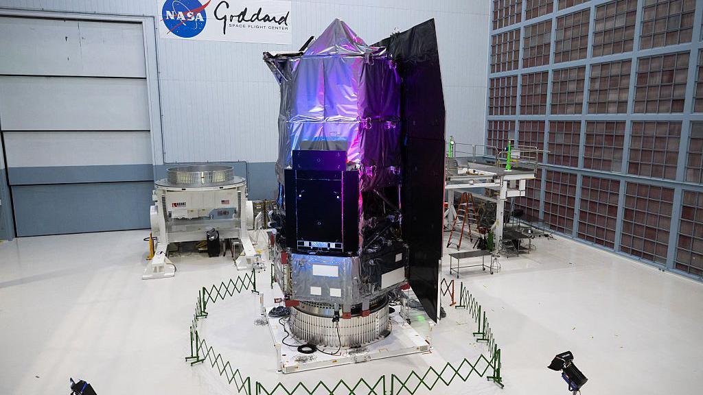 the nancy grace roman telescope in a nasa warehouse