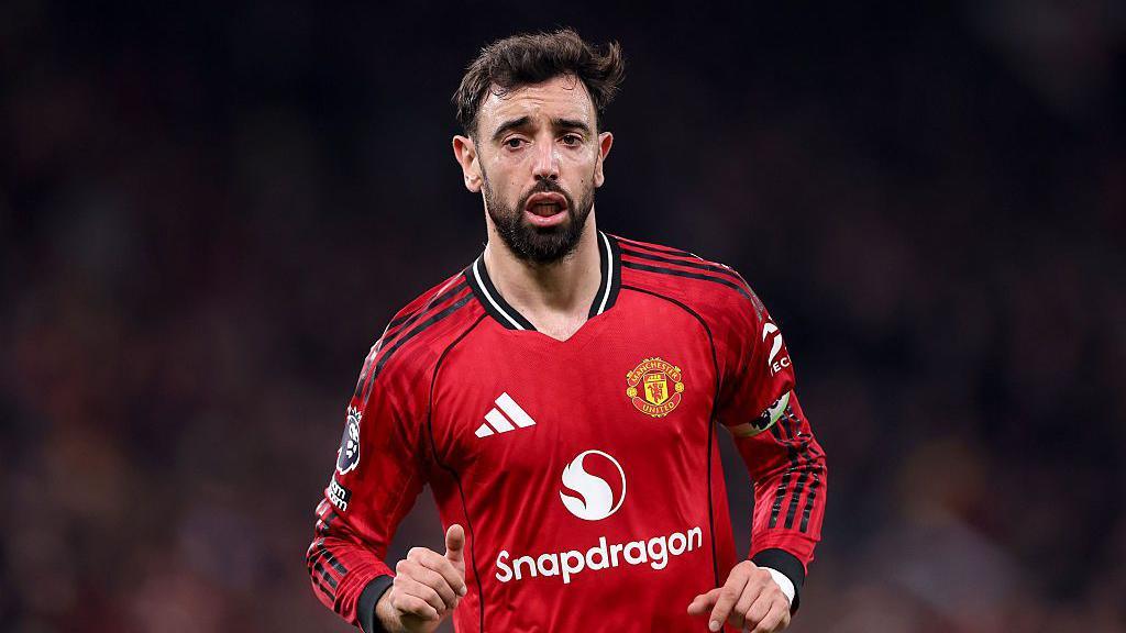 Bruno Fernandes looks on