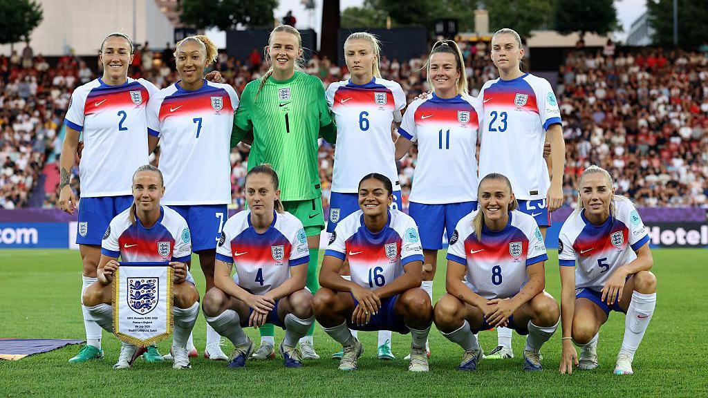 England pose for team photo before the game.
