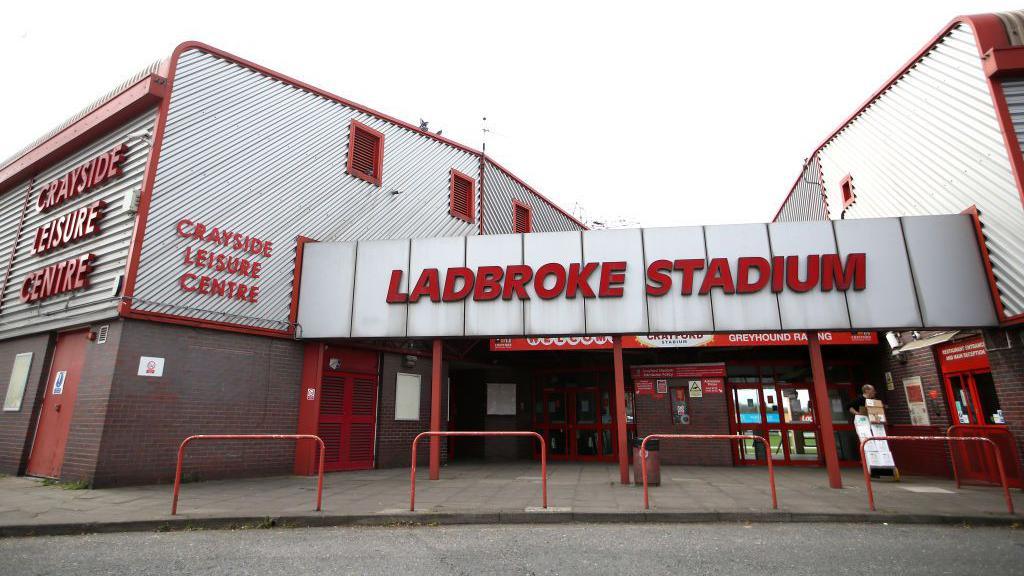 The outside of Crayford greyhound track.