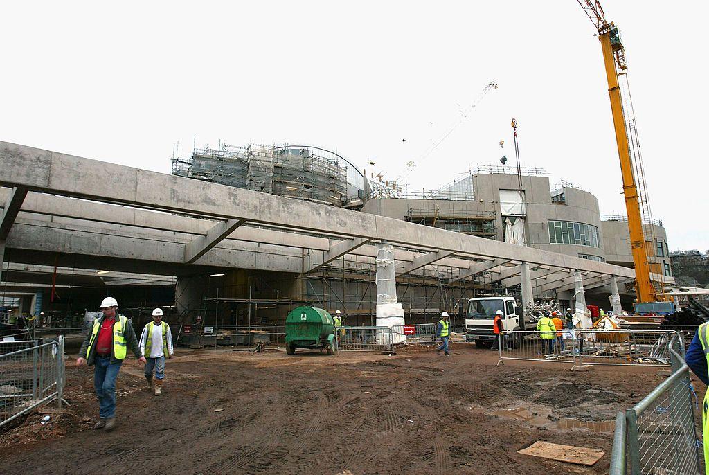 The Scottish Parliament building while it was under construction