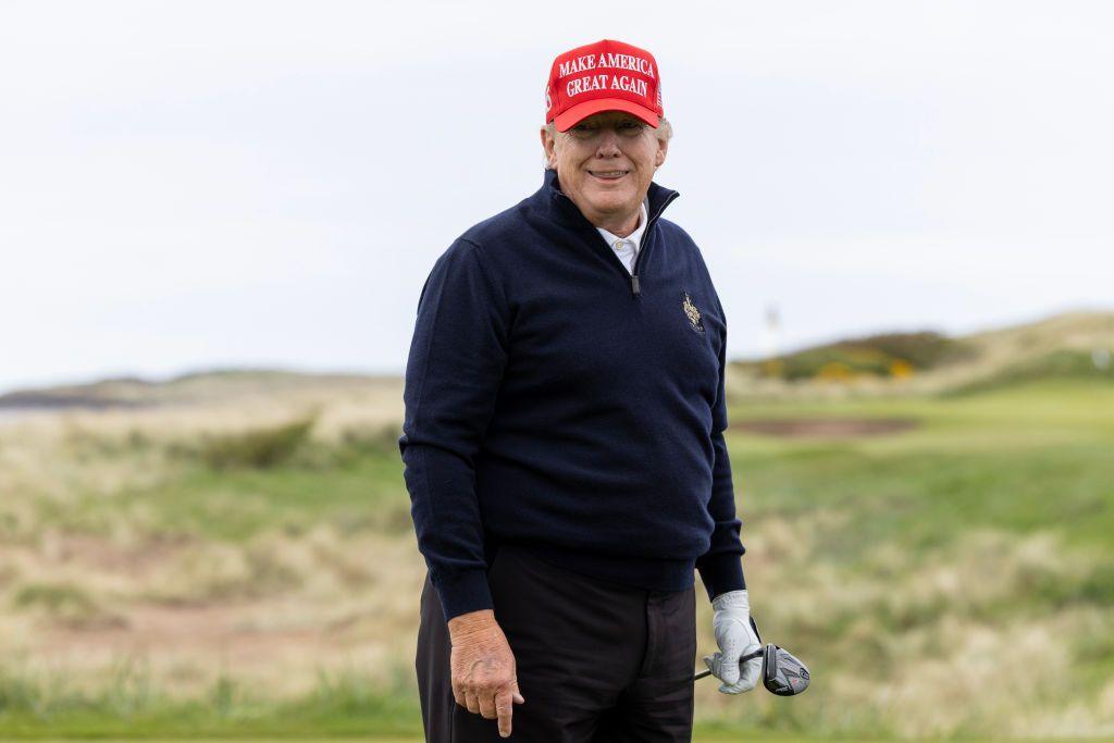 Donald Trump playing Turnberry golf course