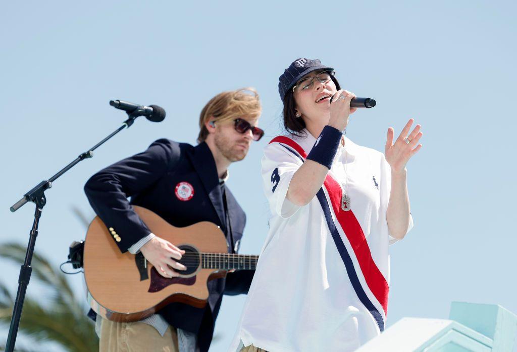 Billie Eilish performing at the Paris-LA Games handover ceremony