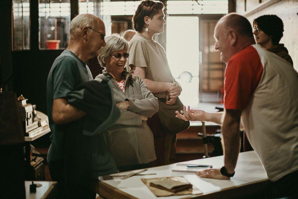 Open day at the cinema with people laughing