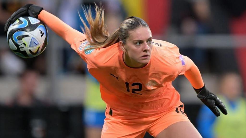 Telma Ivarsdottir in action for Iceland