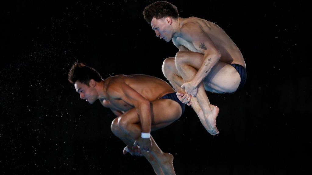 Tom Daley and Noah Williams mid dive