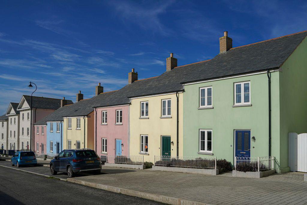  A view of some social housing within the Nansledan development on October 29, 2021 in Newquay, England