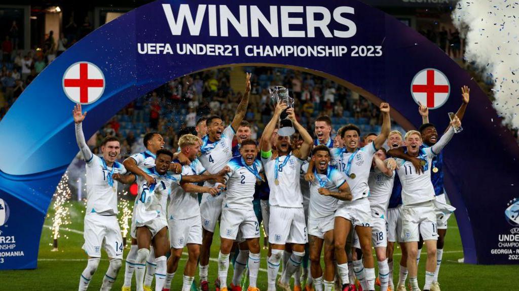England with the European Under-21 Championship trophy