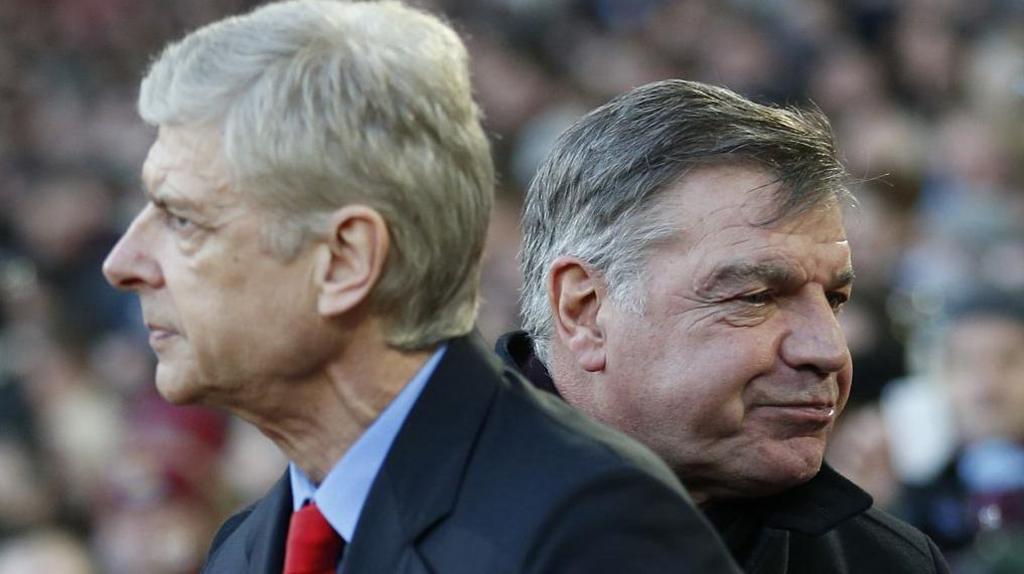 Arsene Wenger and Sam Allardyce in 2014, with Allardyce then managing West Ham United