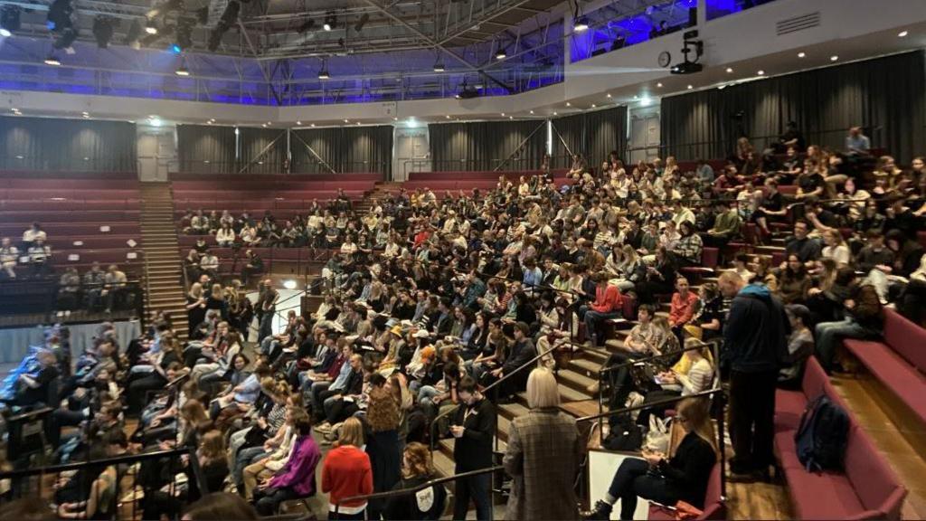 An almost-full lecture theatre in York