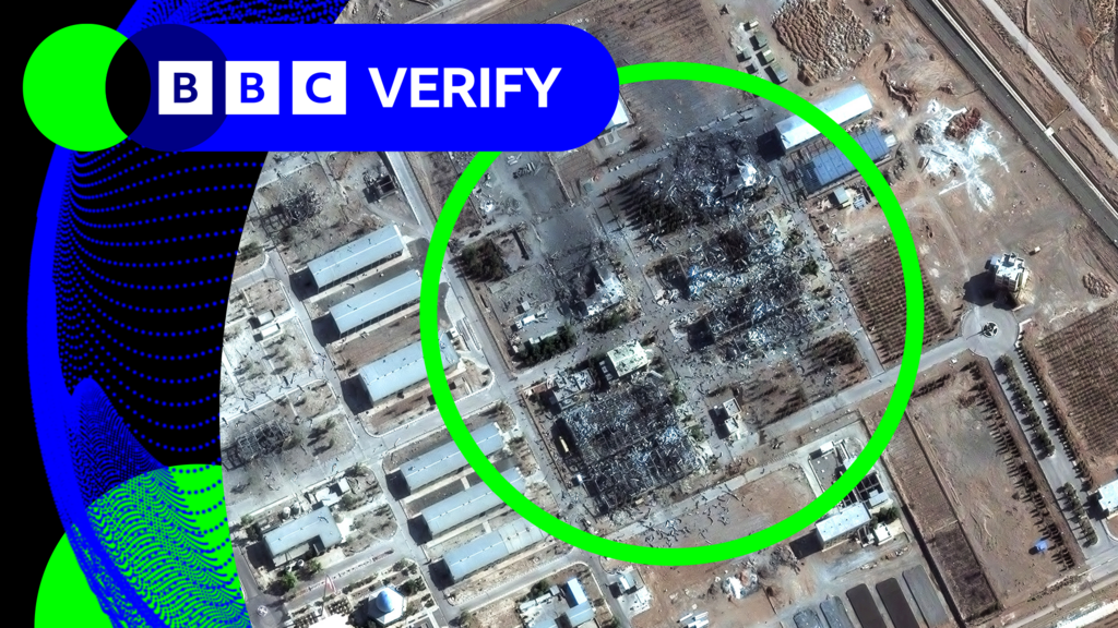 A satellite image of damage to the Isfahan nuclear facility in Iran