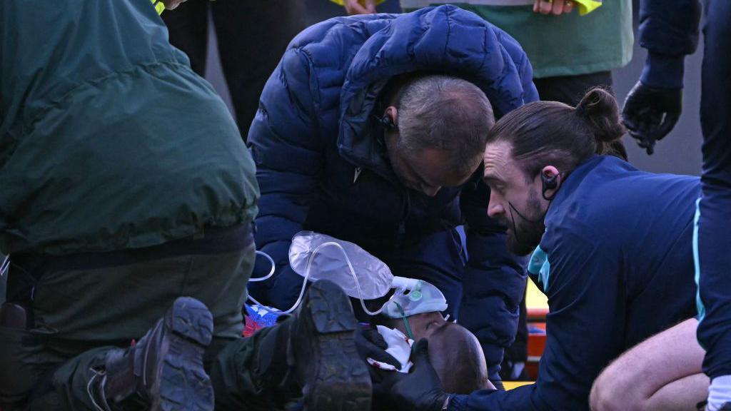 Jean-Philippe Mateta receives oxygen after a foul by Millwall goalkeeper Liam Roberts during Saturday's FA Cup tie between Crystal Palace and Millwall