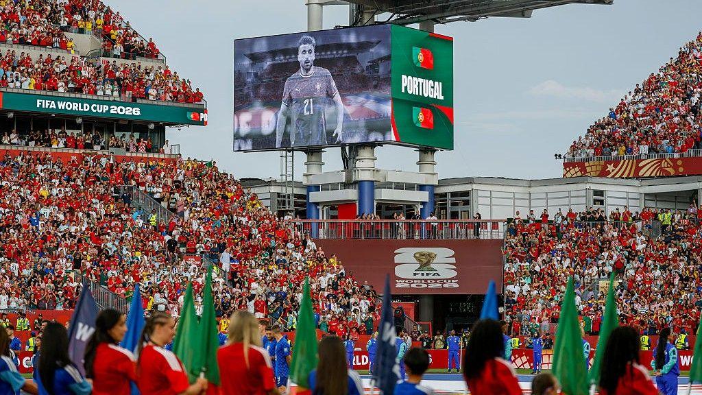 A tribute on the big screen to Diogo Jota before Portugal played Croatia in Toronto
