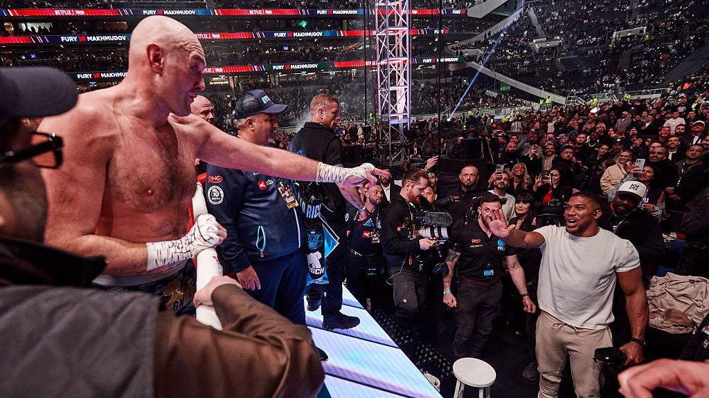 Anthony Joshua and Tyson Fury in April 2026