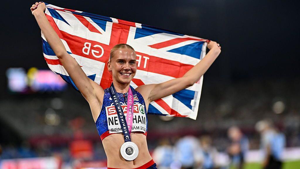 Emily Newnham with her silver medal.