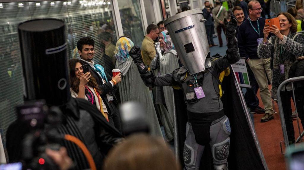 Independent candidates Count Binface and Lord Buckethead at the Uxbridge and South Ruislip Count on December 13, 2019