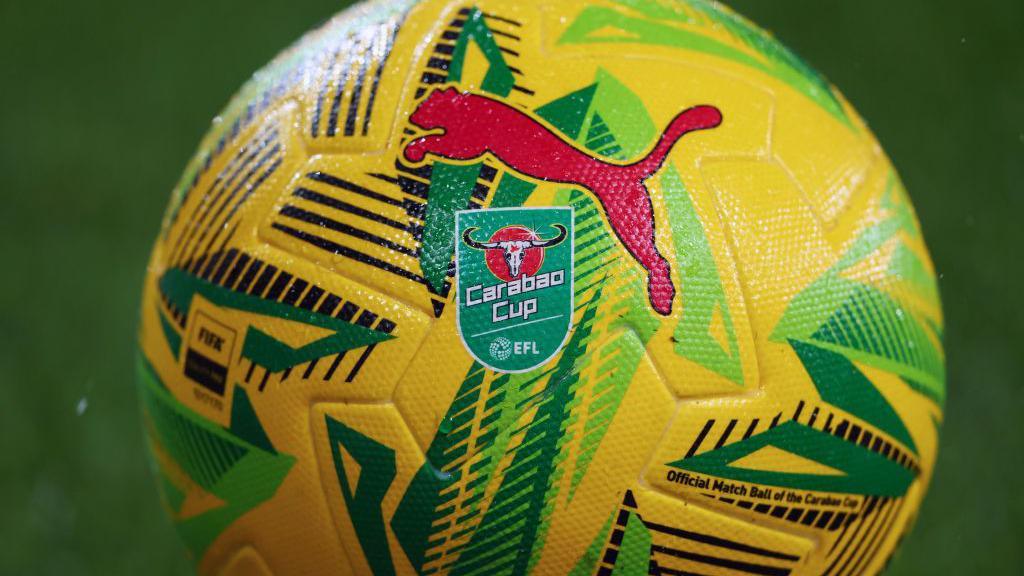 Close-up shot of Carabao Cup match ball