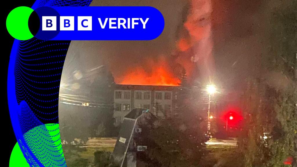 Verified image of a fire at a factory in Bryansk, Russia
