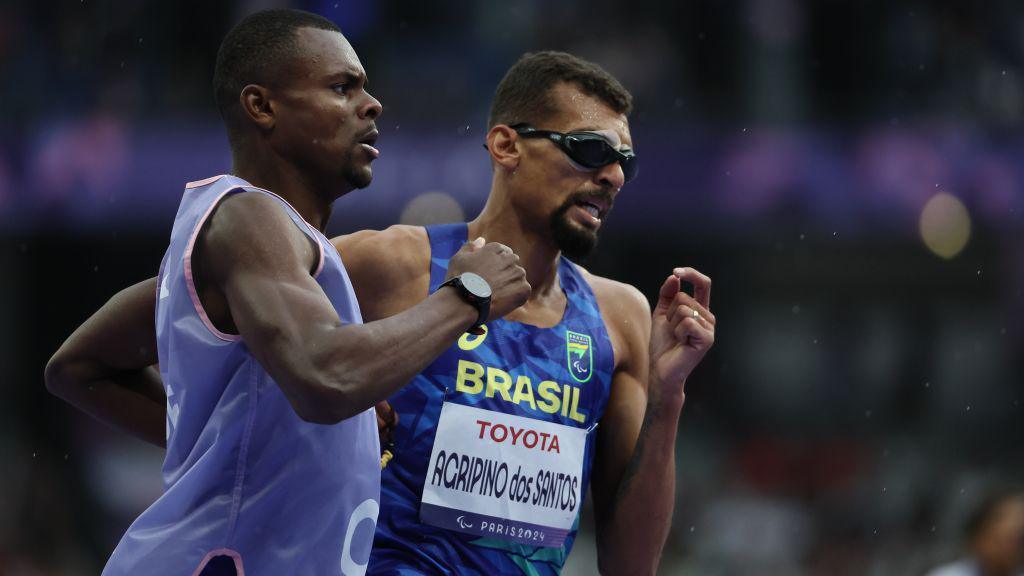 Agripino Dos Santos Julio Cesar of Brasil at men's 5000m class T11 on day two of the Paris 2024 Summer Paralympic Games at Stade de France on August 30, 2024 in Paris