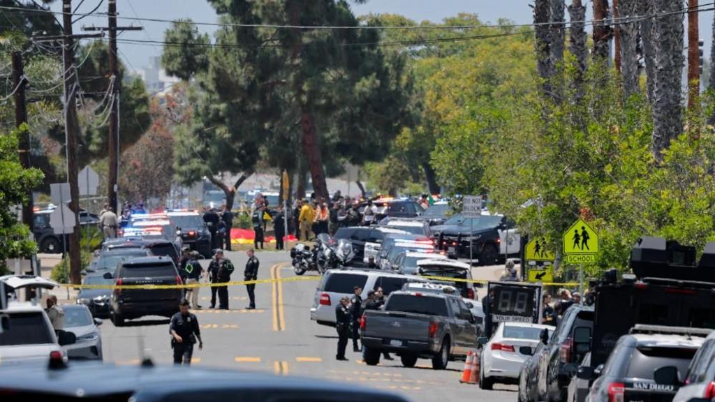 Police respond to reports of an active shooter at a mosque in San Diego