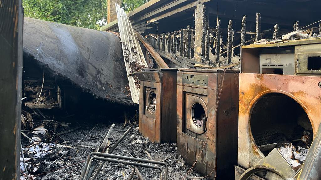 Fire damage to laundry room