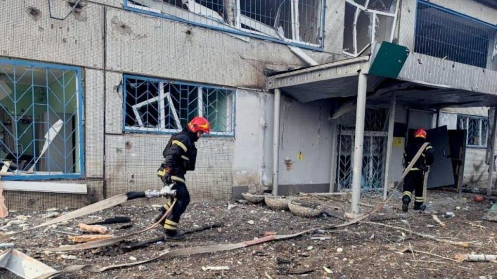 mergency teams work on the damage after Russian troops launched a missile strike, damaging an infrastructure facility and increasing the number of victims to 9 on Kryvyi Rih, Ukraine on March 12, 2025.