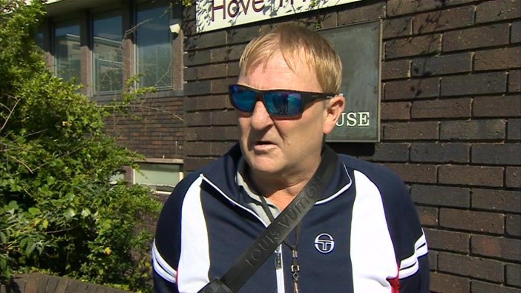 Toby Herrod speaking to the BBC outside Hove Crown Court.