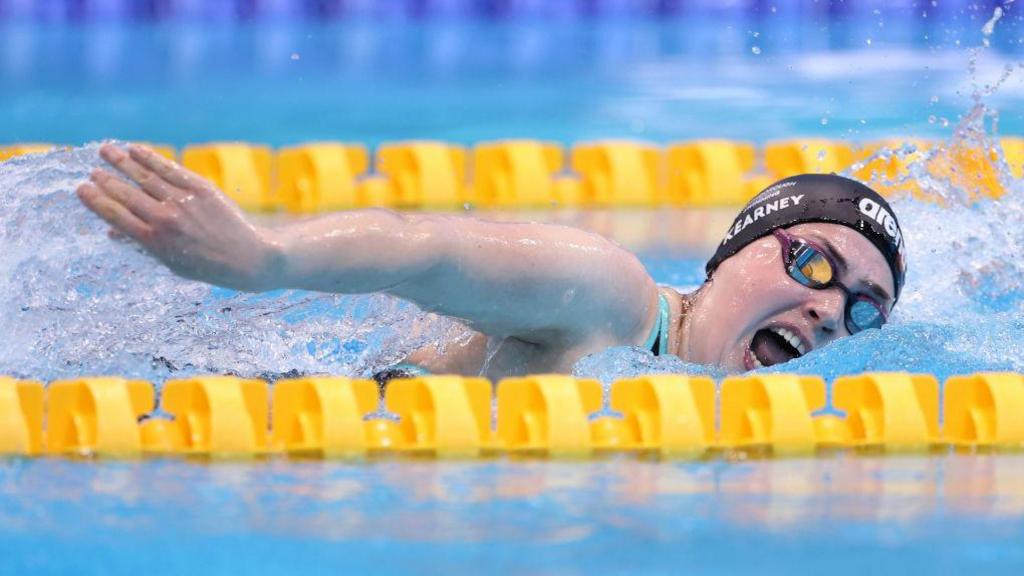 Tully Kearney competing at the British Swimming Championships at the London Aquatic Centre in April