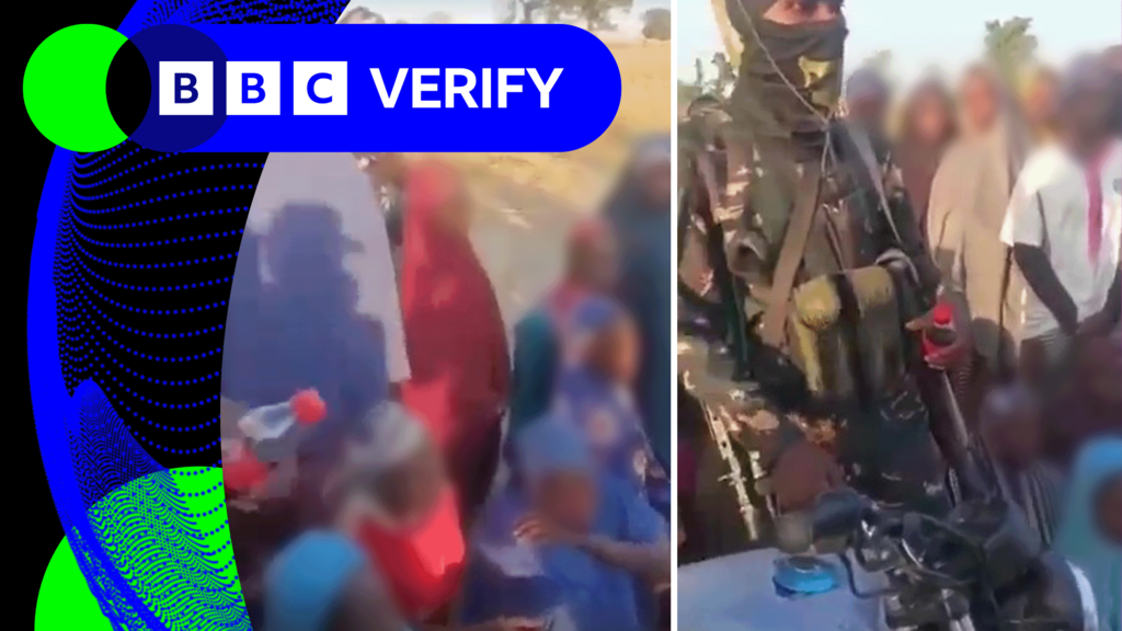 A screengrab from a verified video showing the kidnapped girls in Nigeria