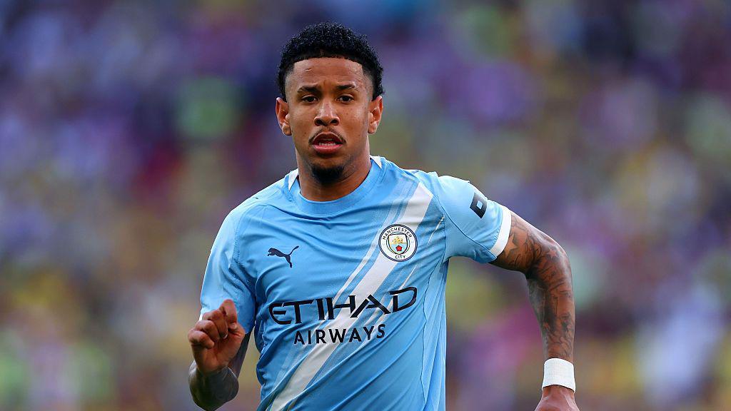 Savinho in action for Manchester City