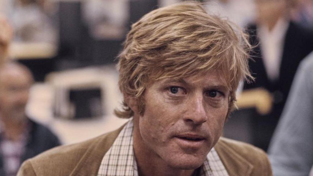 Robert Redford is seen in closeup