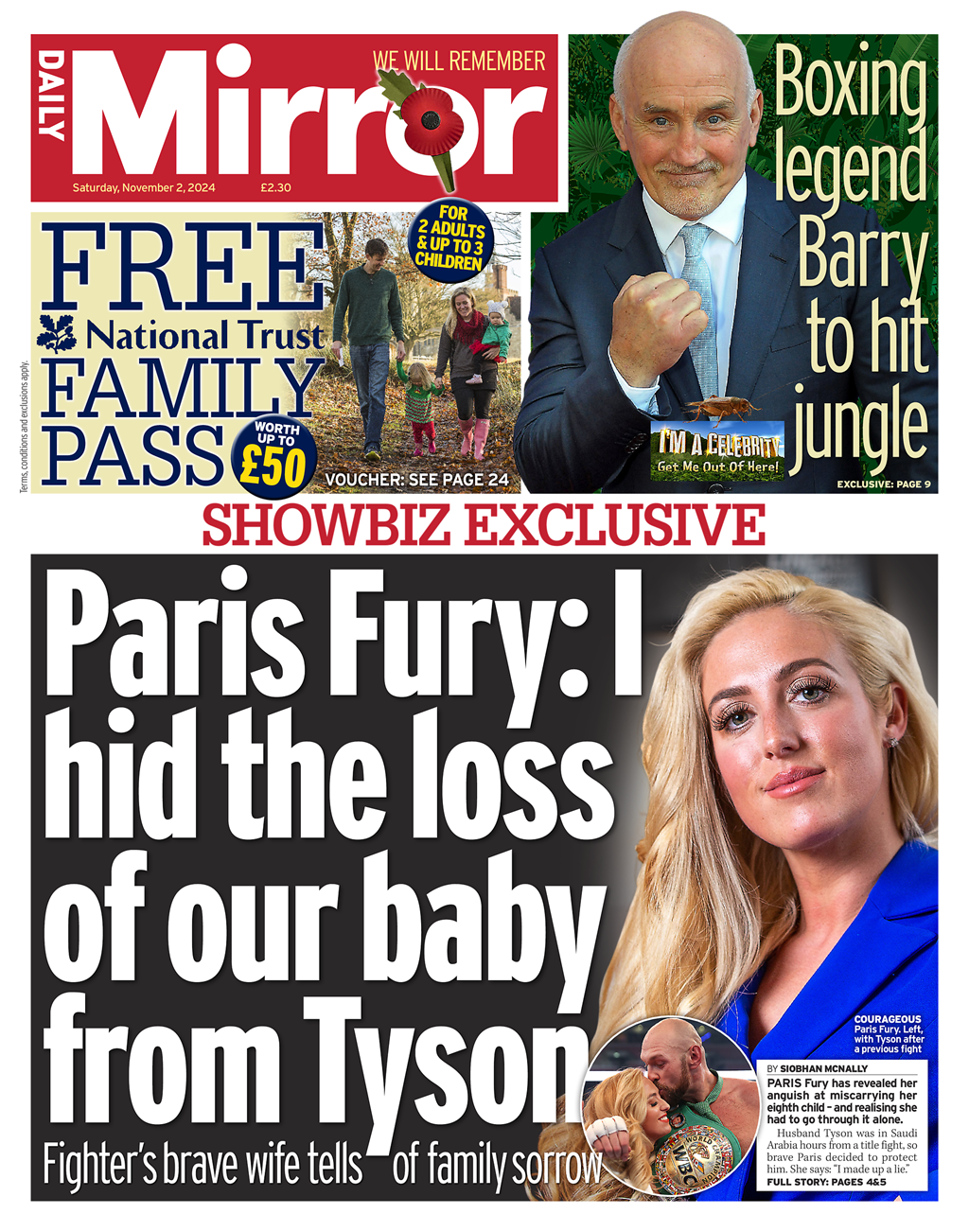 Daily Mirror :  Paris Fury breaks silence on devastating miscarriage and huge sacrifice she made for Tyson