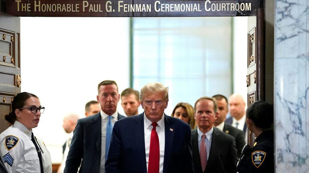 Donald Trump arriving at court