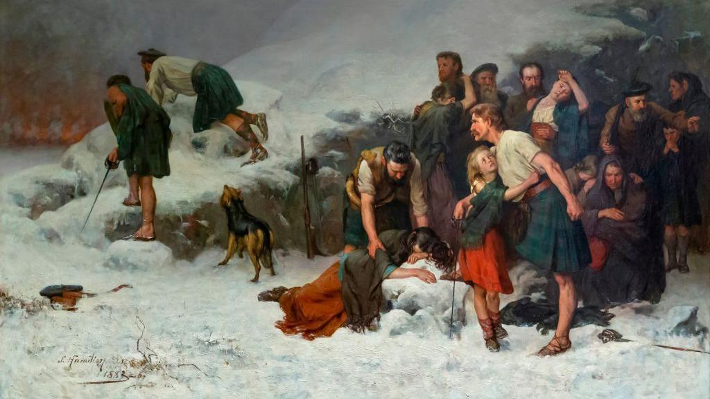 Dealbh le Seumas Hamilton a rinn e sna 1880an a' sealltainn a' mhòir-mhuirt 